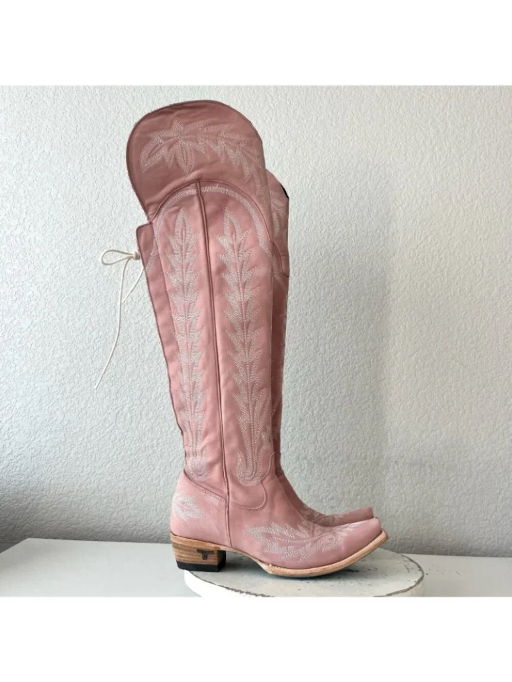 Lane LEXINGTON Over the Knee Womens Cowboy Boots Pink Western Snip Toe Tall 8.5